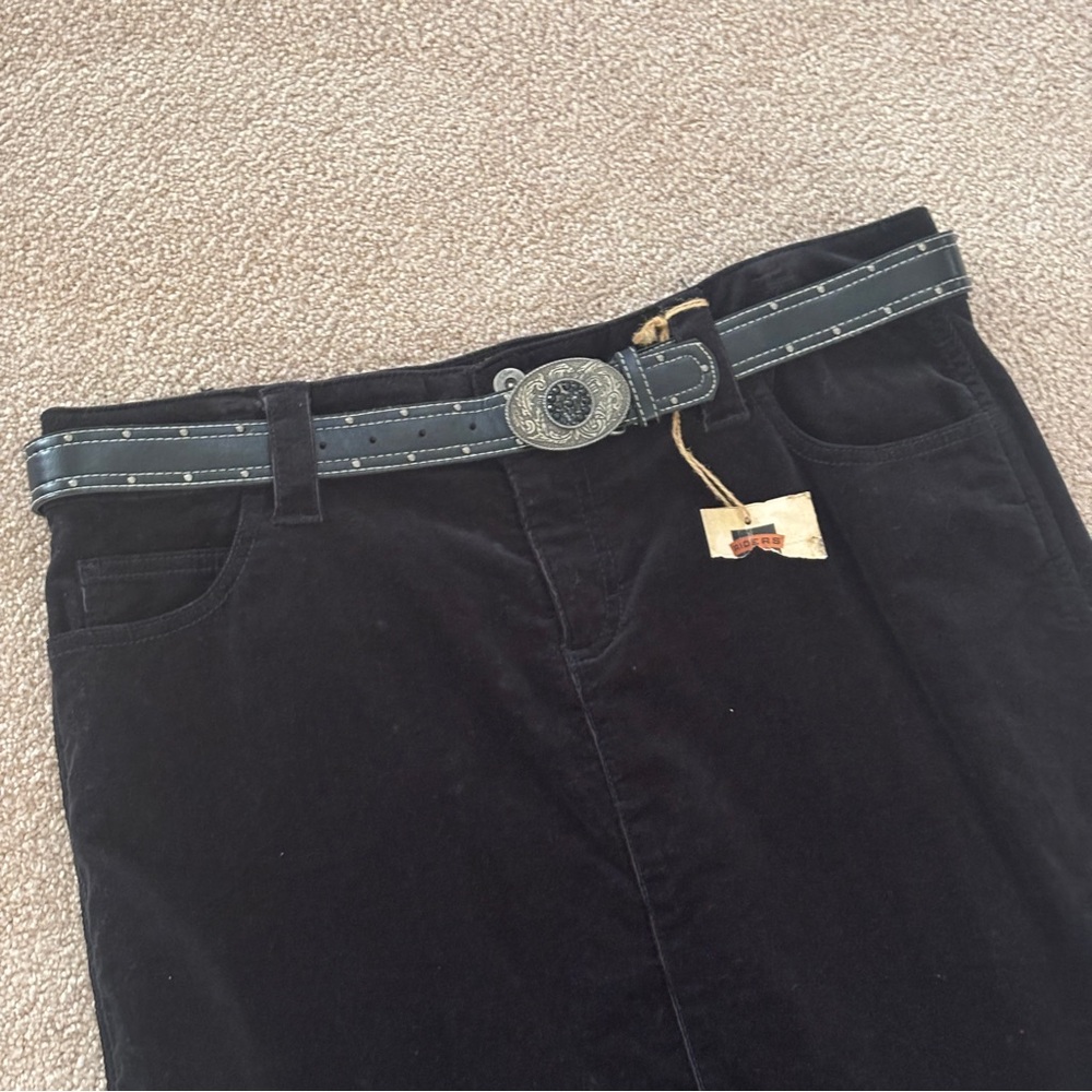 Riders Copper Corduroy Midi Skirt Sz 13 (Jrs Black Belted Western Rodeo Cowgirl - Picture 3 of 9